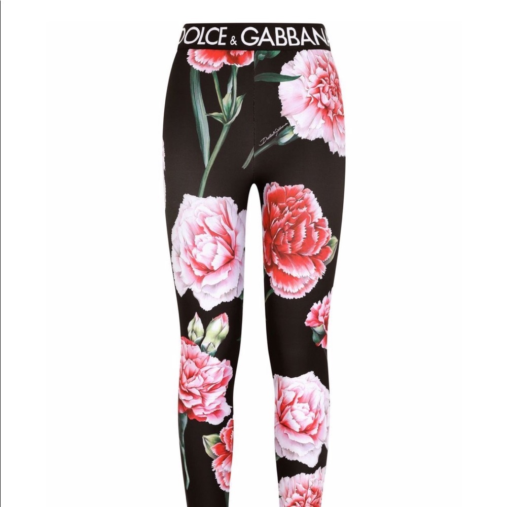 Dolce & Gabbana floral print logo-waistband leggings